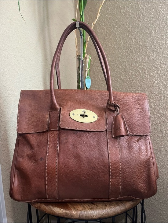 Mulberry Handbags - MULBERRY OAK BROWN PEBBLED LEATHER BAYSWATER